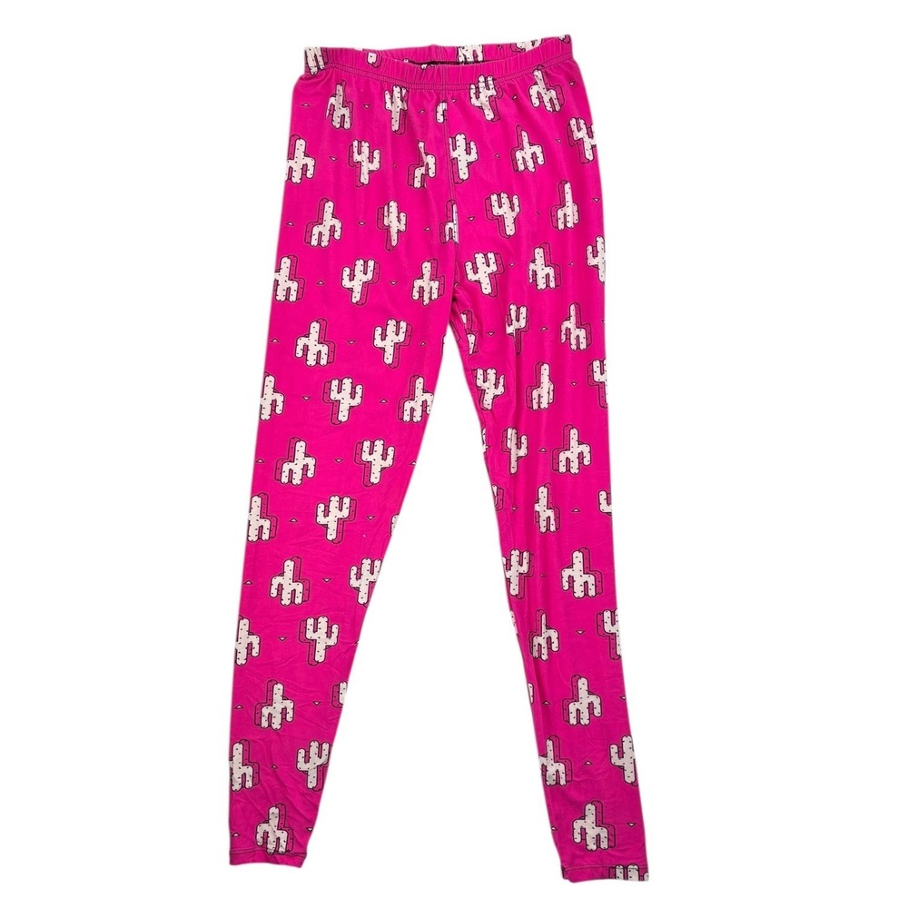 Agnes & Dora Cactus Print Leggings Womens L Pink Stretch NWT Flawed